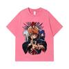 Стиранные футболки 275 г/м² 100% Хлопок Naruto V10 Принт Пейн Унисекс Тяжелая хлопковая футболка