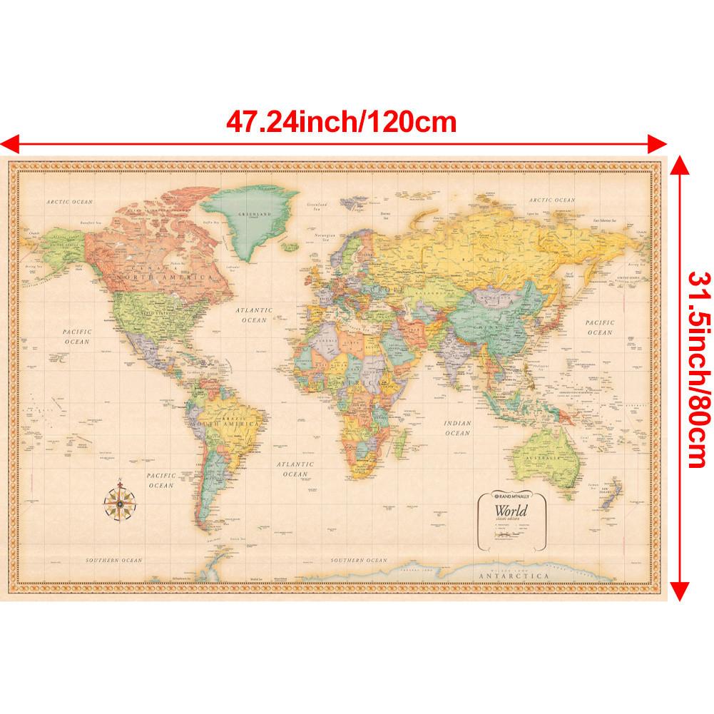 Бескаркасный холст с картой мира, постер, для интерьера/улицы, образовательный географический декор, учебные пособия, товары для путешествий