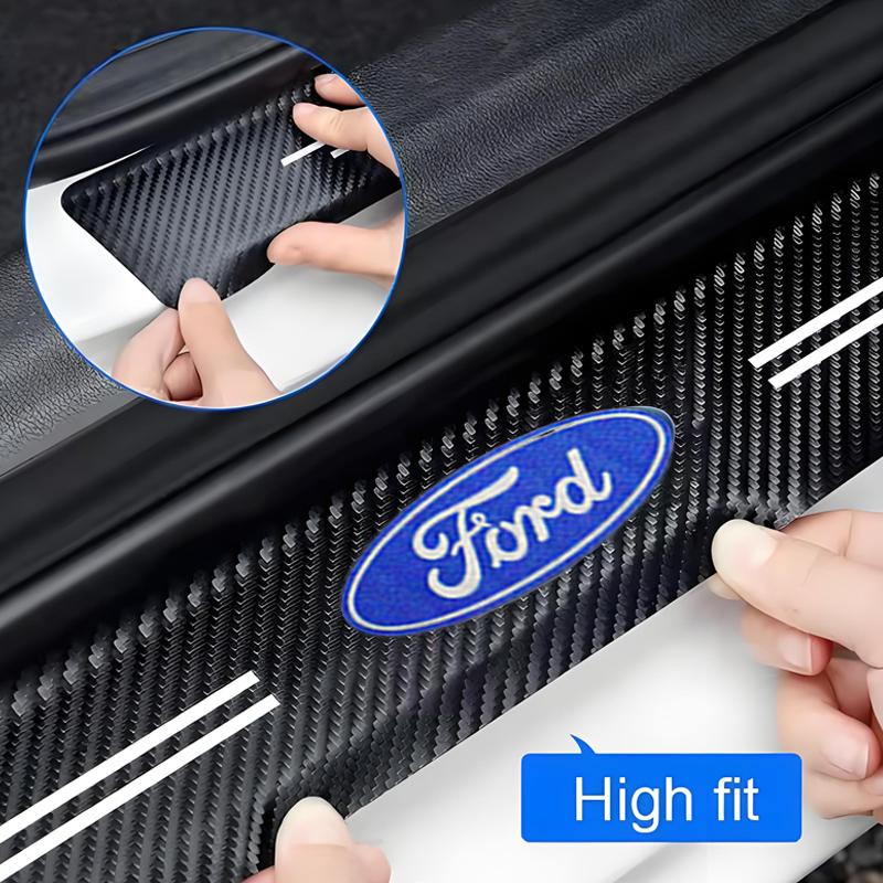 Carbon Fiber Car Threshold Protective Film Anti Scratch Stickers Rear Bumper Guard For Ford focus Fiesta EcoSport ESCORT ranger