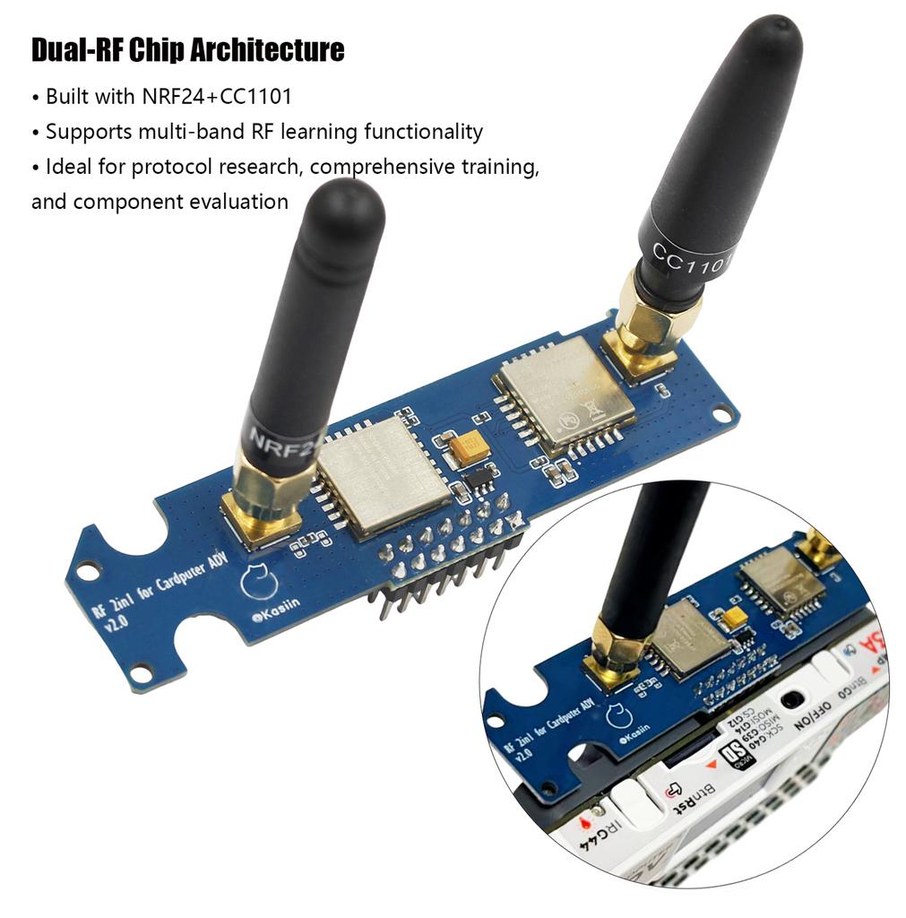 For M5Stack Cardputer ADV CC1101 915MHz & NRF24 2.4G RF Module 2 In 1 NRF24& CC1101 Dual-Bands Board Enhanced Antenna Design