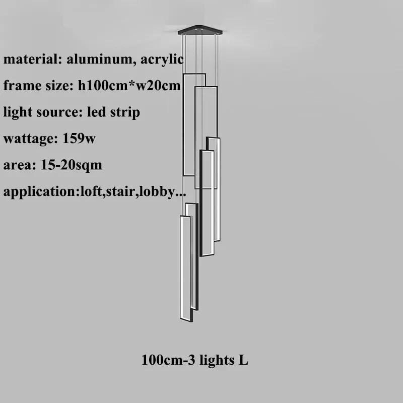 Современная минималистская люстра для лестницы, геометрическая прямоугольная светодиодная люстра, скандинавская роскошь, дуплексное чердачное освещение, бытовая техника