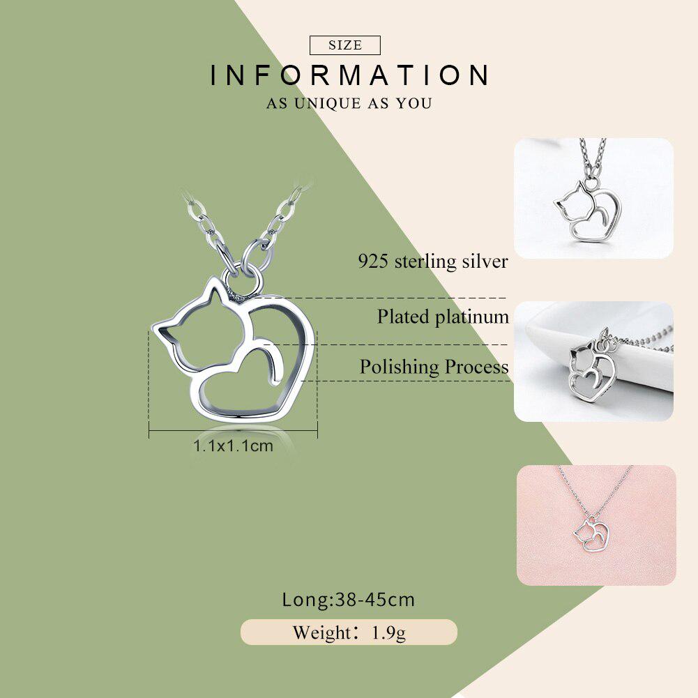 WOSTU Hot Fashion 100% 925 Sterling Silver Lovely Cat Exquisite Women Pendant Necklace
