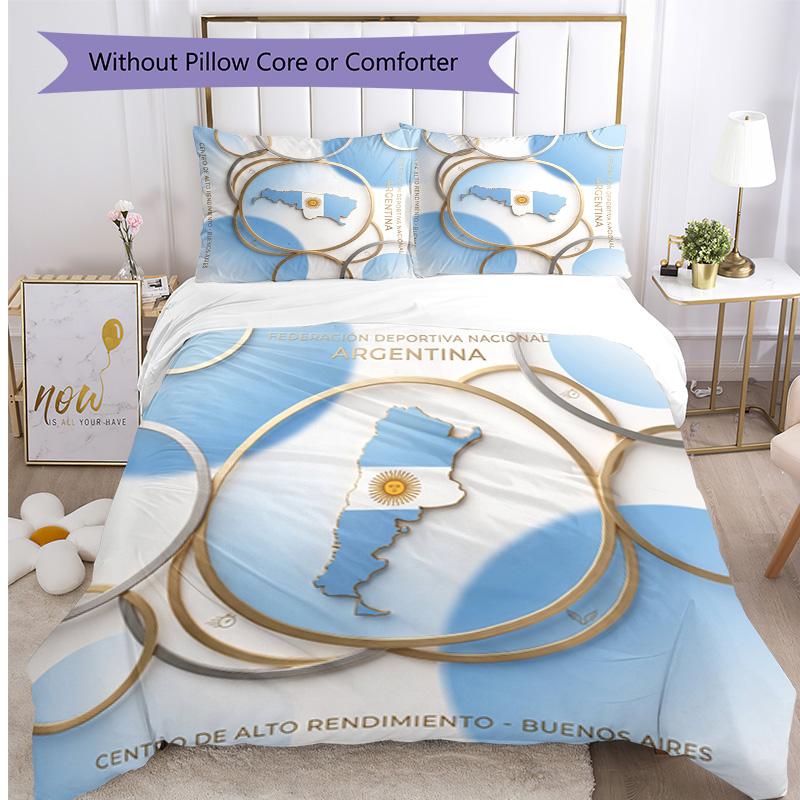 Argentina Football Printed Bedding 3 Piece Set Cozy Breathable Bed Cover Set as Housewarming Holiday Gift