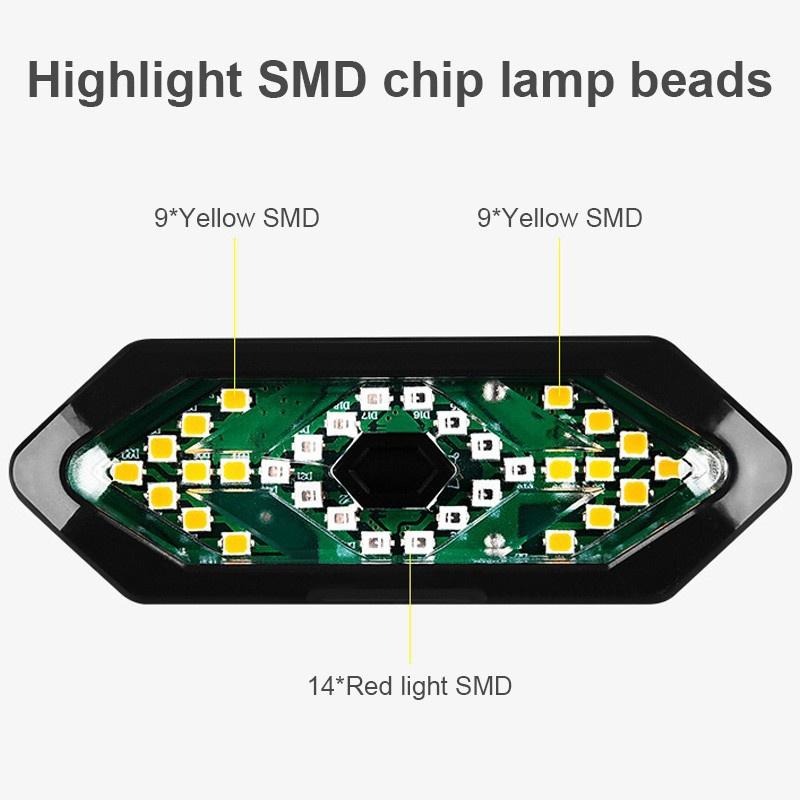 5 Modes USB Rechargeable LED Bike Turning Signal Taillight Waterproof Bicycle Remote Control Warning Lamp