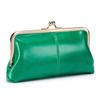 Women's Retro Long Genuine Leather Wallet Handbag - Large Capacity, Waxed Gold Clip Style