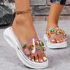 Fashion Platform Slippers Summer New Round Head Open Toe Crystal Buckle Transparent Strap Anti-slip Wear-resistant Sandals