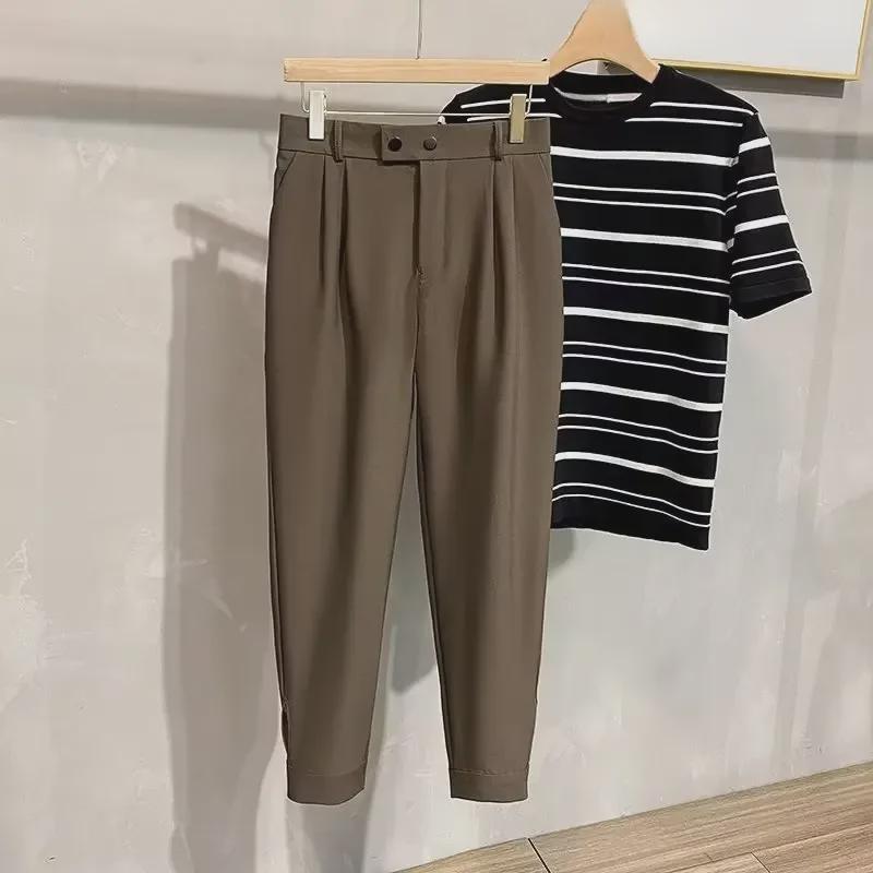 Мужские модные укороченные шаровары в корейском стиле — универсальный, драпированный костюм, подходящий для весны и лета