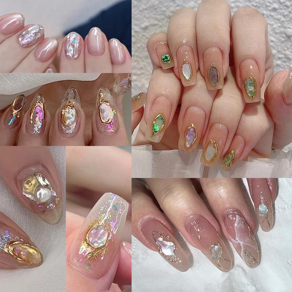 Наклейки для нерегулярного нейл-арта, украшения для накладных ногтей, глиттер, наклейки с ракушками, DIY маникюрные украшения, шармы для ногтей, декор