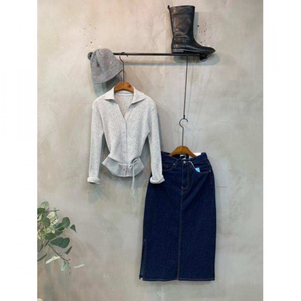 C S In THe Room Ykk Zipper waSHed Side Slit H lIne Long Skirt 2Color