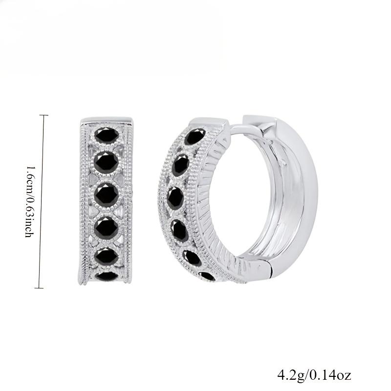 Black Awn Изысканные маленькие круглые серьги-кольца, серьги с черным камнем для женщин, ювелирные изделия из серег-кольца