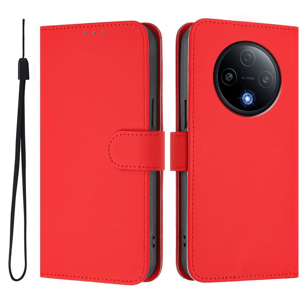 Для Xiaomi Redmi 15 4G (США) (171 мм) Однотонный чехол-кошелек из кожи с ремешком