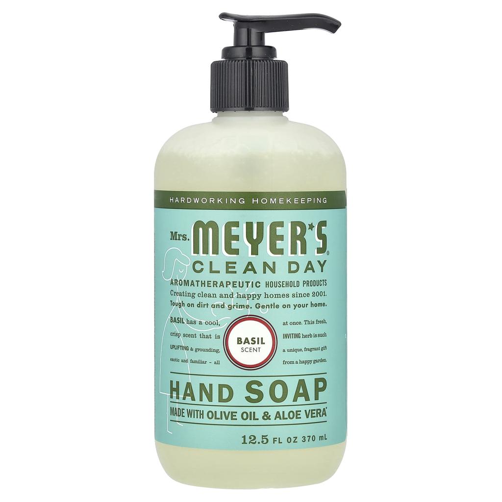 Mrs. Meyers Clean Day Hand Soap, Basil Scent, 12.5 Fl Oz (370 Ml)
