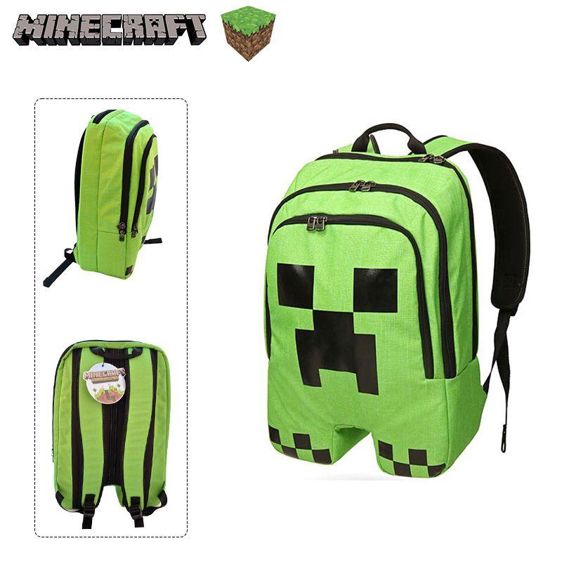 Зеленый рюкзак Minecraft Creeper для школы, путешествий и других целей, большая вместимость, прочный материал Оксфорд