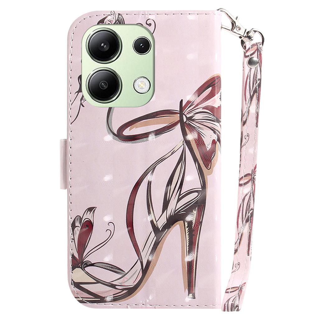 Чехол для Xiaomi Redmi Note 13 4G с ремешком для руки, кожаная обложка для телефона с рисунком