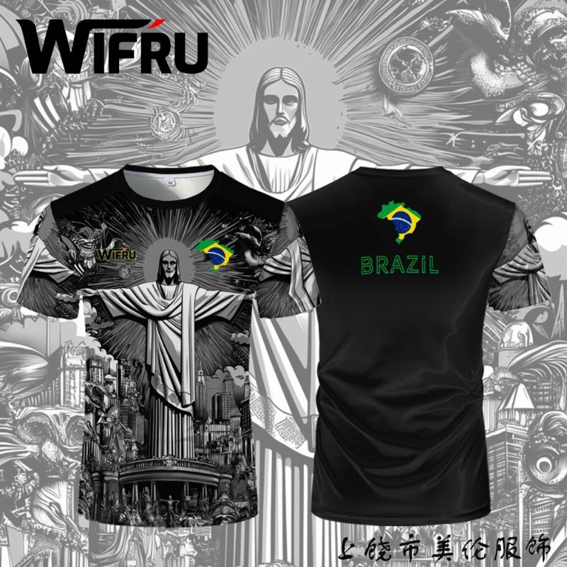 Summer New Brazil Jesus Soccer Jerseys Wifru Outdoor Football Training Breathable Uniforms Men's Tshirts Kid's Tops