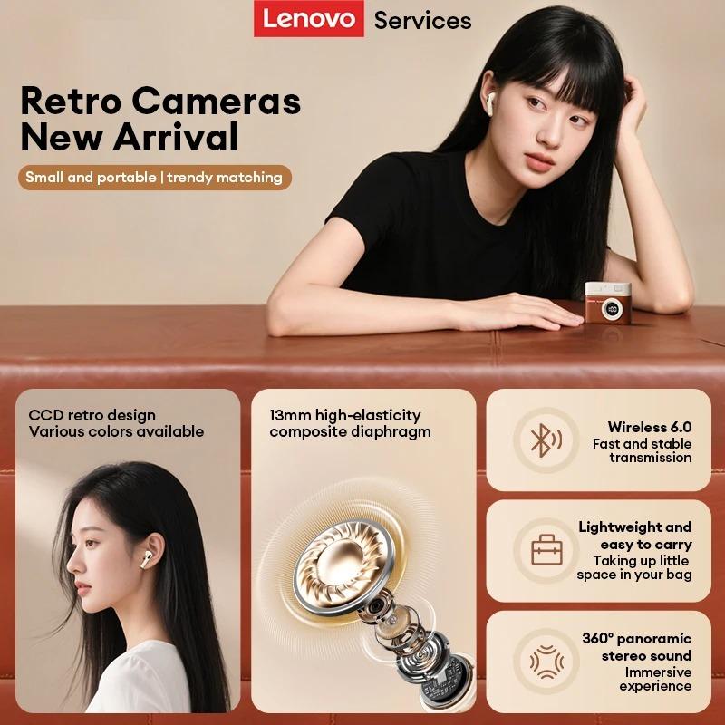 Новые беспроводные наушники TWS Lenovo LE218 с Bluetooth 6.0, стерео, с шумоподавлением ENC, сабвуфером, спортивная игровая музыкальная гарнитура, низкая задержка, HD-звонок с микрофоном