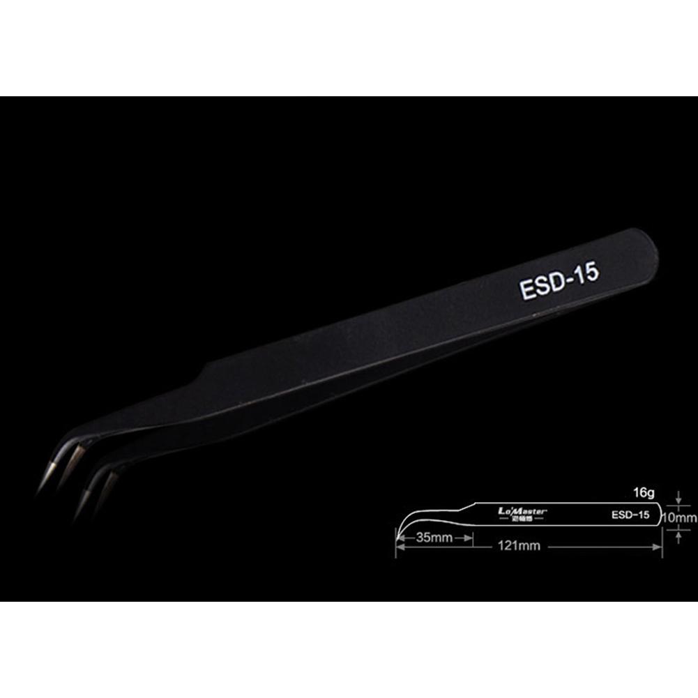 Safe Stainless Steel Anti-static ESD Tweezers Industrial Precision Pointed Elbow Curved Straight Tweezers