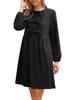 Allegra K Women's Autumn/Winter Doll Dress, Casual Long Sleeve Self-Tie Ribbon Tunic Dress, Black, Size M