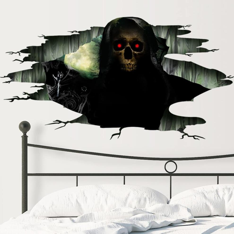 3D Halloween Wall Decals Removable, Skeleton Halloween Wall Stickers Halloween Floor Decals, Scary Wall Decals Stickers Decorations for Bedroom