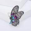 Black Rhinestone Large Butterfly Brooch