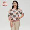 Женская футболка Astrid, 2022, женский топ большого размера с круглым вырезом, повседневная универсальная одежда, модная футболка с леопардовым принтом в горошек, трендовая