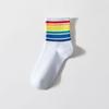5 пар женских радужных носков, хлопковые милые полосатые белые носки, японские забавные носки в стиле Харадзюку, каваи