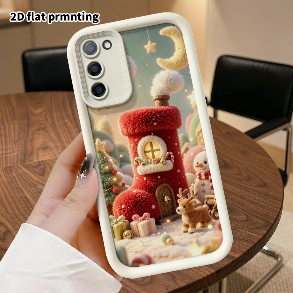 Чехол для телефона: 2D плоский дизайн, подходящий для защитного чехла Samsung Galaxy A34 A35 M05 M06 S20 S22 S21 FE Plus 5G, домик-труба, идеальный рождественский и