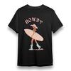 Women's Oversize T-shirt With Western Surf Graphic Unisex Black 100% Cotton Tee