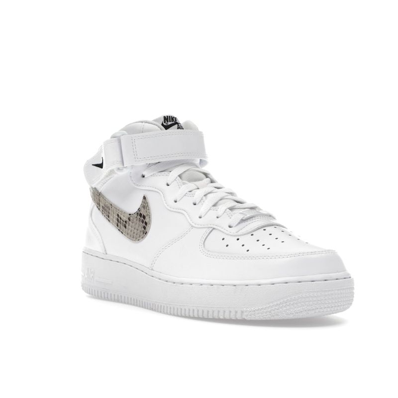 Nike Air Force 1 07 Mid Snakeskin Swoosh Women Sneakers White Black Sanddrift DD9625-101