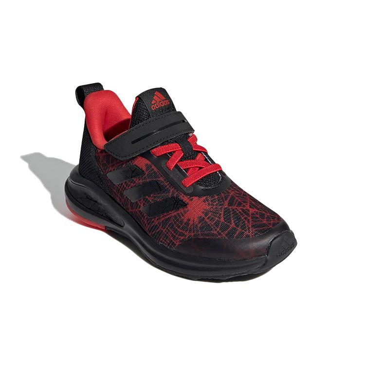 MARVEL x Adidas Fortarun Человек-паук K Износостойкие Дышащие Низкие Детские Беговые Кроссовки Черно-Красные Детские FY1382