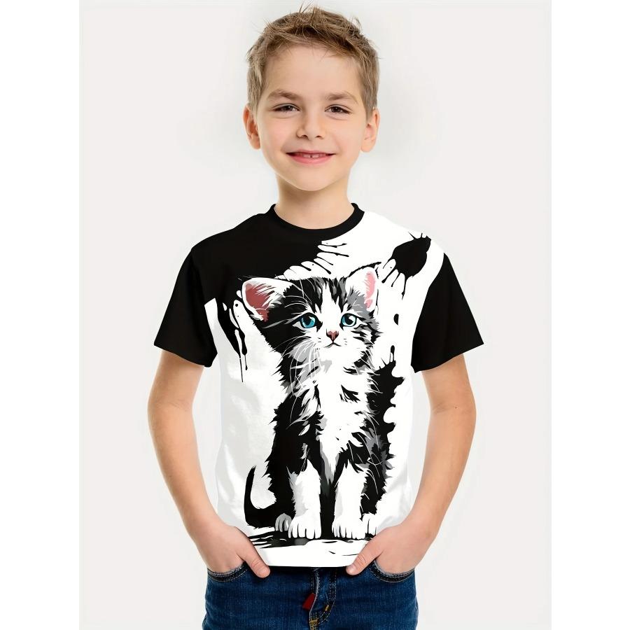 Интересный 3D-принт с животными для мальчиков, креативная футболка, повседневные детские топы с коротким рукавом, футболка, одежда для мальчиков и девочек, летняя одежда