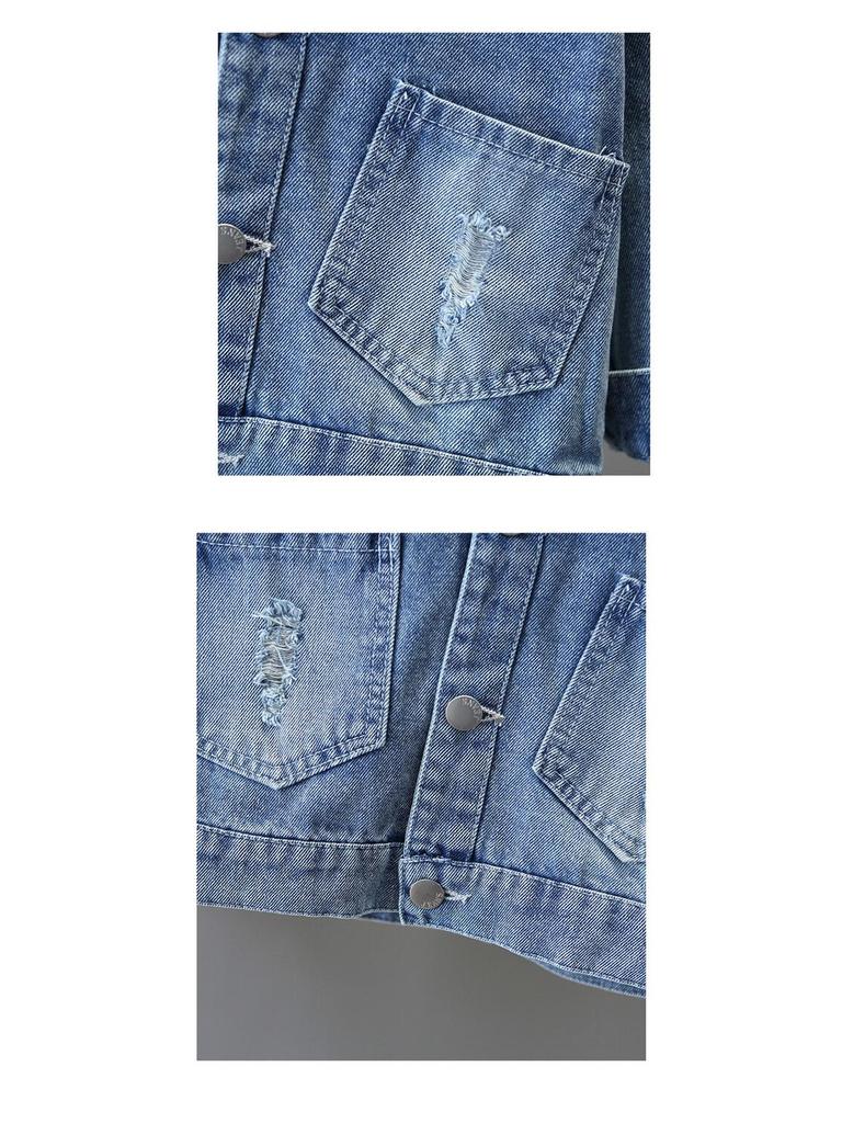 Джинсовая куртка с бантом для девочек на весну/осень – Модный корейский стиль для детей