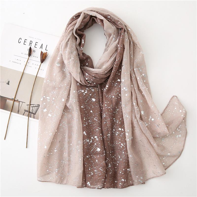 Fashion Ombre Glitter Shiny Dot Viscose Shawl Scarf Lady High Quality Wrap Gradient Pashmina Stole Bufanda Muslim Hijab 180*90Cm