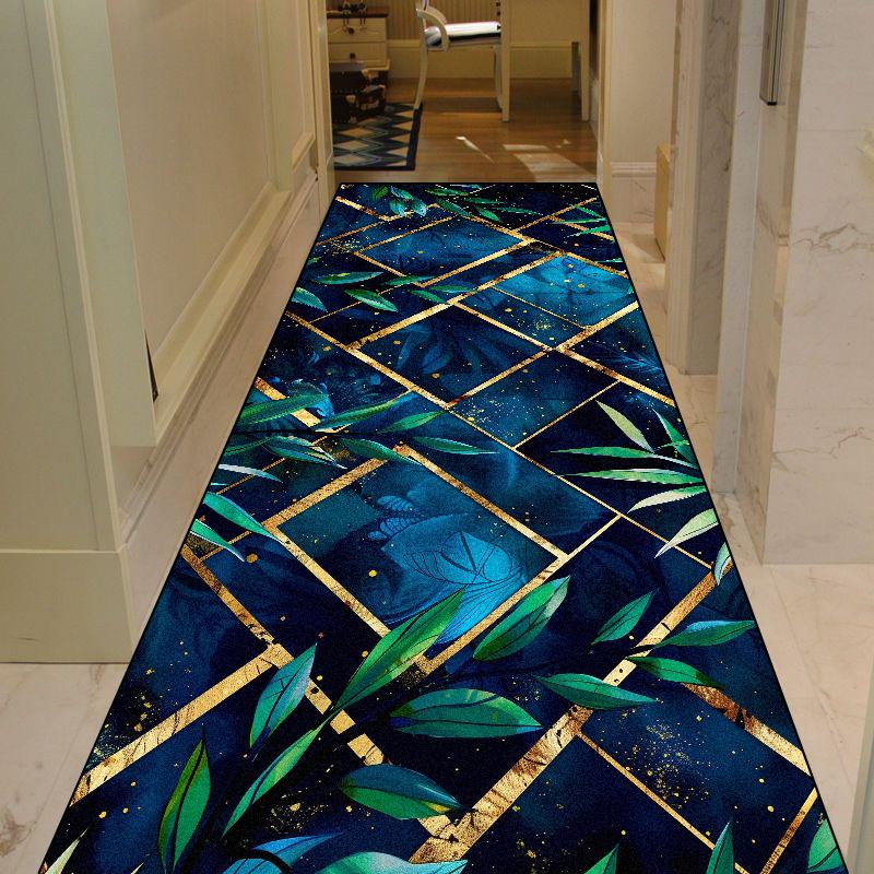 Green Plant Pattern Long Corridor Carpet Living Room Light Luxury Rug Home Hall Runner Carpet Non-slip Doorway Hallway Floor Mat