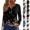 Women's T Shirt Tee  Print Button Long Sleeve Knit Sweater Daily Weekend Fashion Basic V- Neck Regular Top