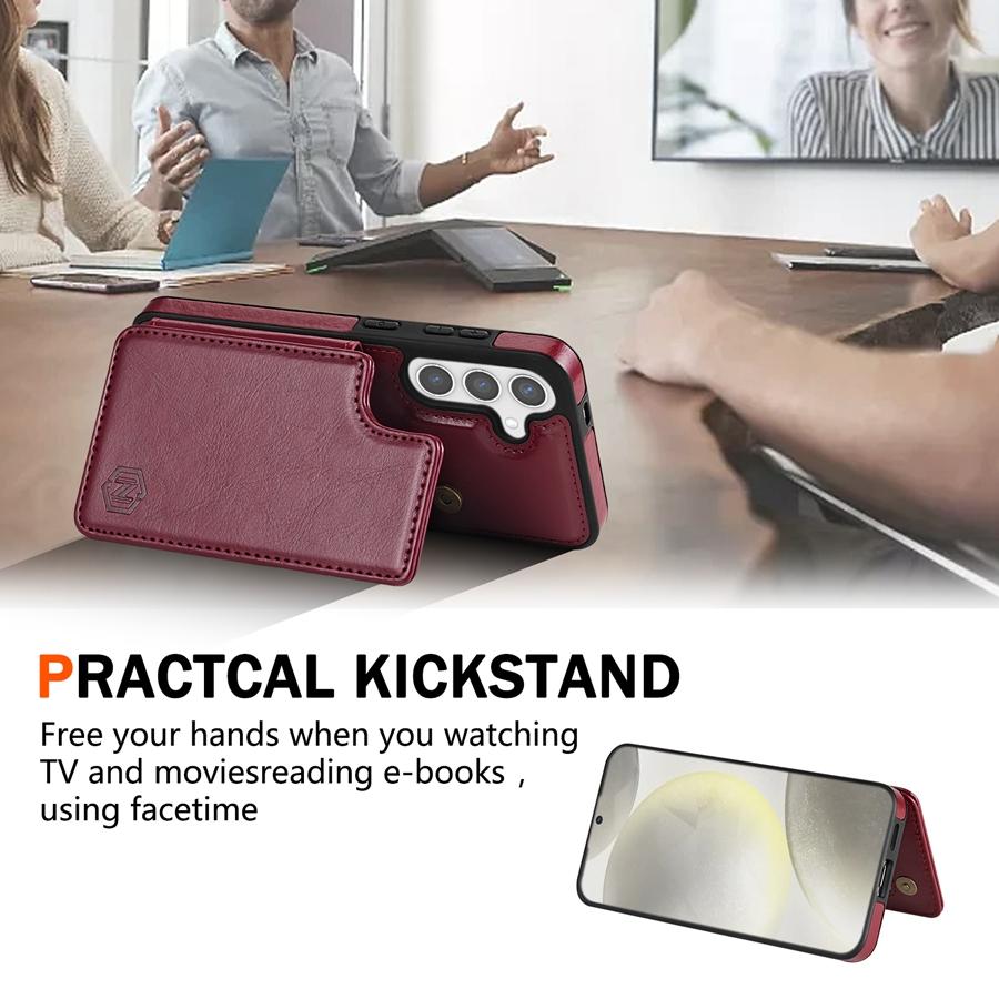 Кошелек однотонный кожаный чехол с магнитной двойной пряжкой и RFID-картой для Samsung Galaxy S24 Ultra S23 FE S22 Plus S21 S20