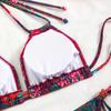 2025 European & American Women's Print Sexy Backless Double Tie Bikini Swimsuit