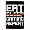 Предупреждение Angry Gamer, винтажная жестяная вывеска, постер с повторением игр, клубный домашний декор для спальни, игра для сна, забавные наклейки на стену, доска N379