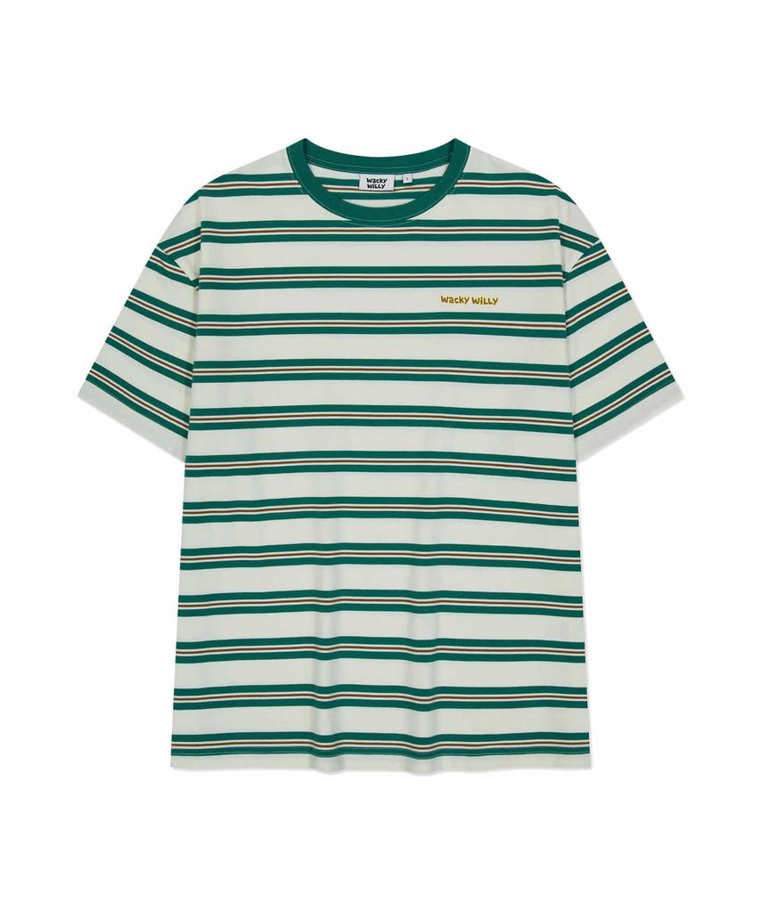 WACKY WILLY Multi-Stripe Short Sleeve T-Shirt Green