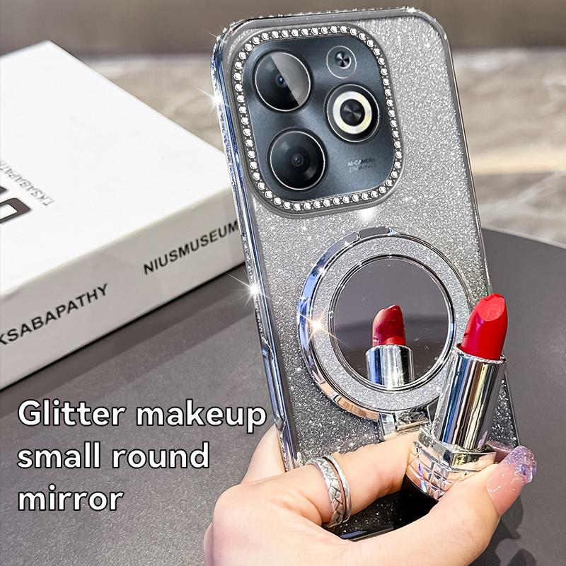 KEYSION Роскошный блестящий магнитный чехол с драгоценностями для телефона TECNO Spark Go 2023 20 20C Pop 8 с подставкой-зеркалом для макияжа, противоударный чехол