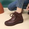 Women's Work Boots Autumn Winter New Lace-up Thick Soled Leather Boots Plus Size Comfortable Warm Nonslip Woman Platform Shoes