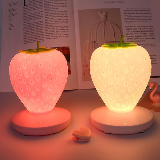 Клубничный ночник с регулируемой яркостью, без мерцания, USB аккумуляторная креативная светодиодная прикроватная лампа, украшение для рабочего стола