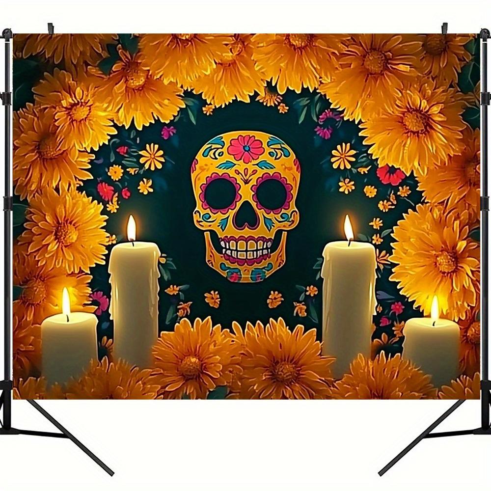 1 piece Death Festival background colorful sugar skull and peanut design polyester party decoration