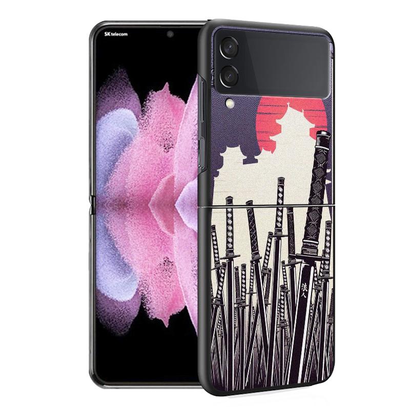 Чехол Wave Art японский зеленый Illust для Samsung Galaxy Z Flip 3 5G ZFlip ZFlip3 Z Flip 4 ZFlip4 Жесткий ПК Роскошные чехлы Funda