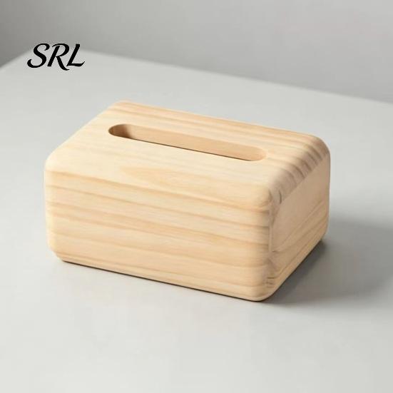 Bedroom Tissue Container Solid Wood Box, Rectangular Wooden Dispenser, Flip Top Sturdy Cover Lid Napkin Case for Living Room And Hotel Natural