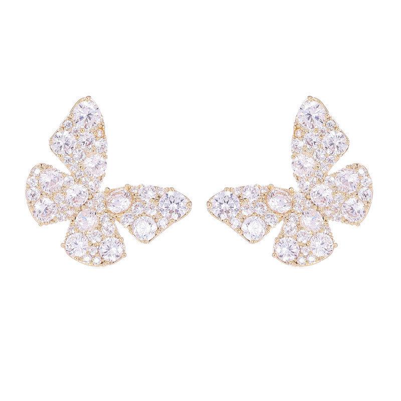 Серьги-гвоздики из серебра 925 пробы, простые, универсальные, женские, высококачественные, с инкрустацией из циркония, танцующие серьги-гвоздики в виде бабочки