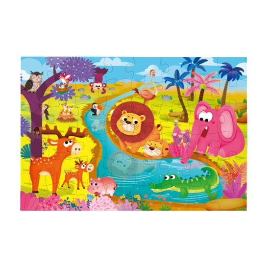 24/48/60Pcs/Set Cartoon Jigsaw Puzzle Toy Animal Vehicle Dinosaur Preschool Leaning Puzzle Game Toddlers Boys Girls Educational Floor Puzzle Toy