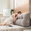 Headboard Wedge Pillow Ergonomic Headboard Backrest with Side Pocket Triangle Pillow with Removable Cover for Bed Reading Sitting Working