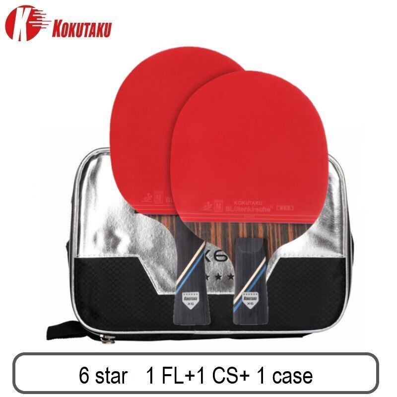 KOKUTAKU ITTF Approved Professional 4/5/6 Star Ping Pong Racket Carbon Table Tennis Racket Bat Paddle Set Pimples In Rubber with Bag