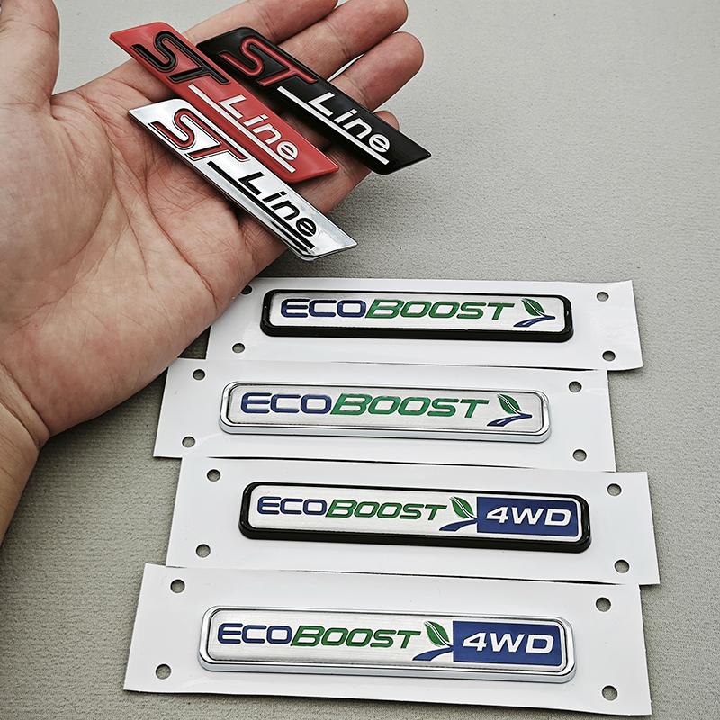 3D ABS Car Sticker Logo ST Line ECOBOOST 4WD Logo Rear Trunk Badge Fender Side Emblem Decals For Ford Focus Fiesta Mondeo etc QY2
